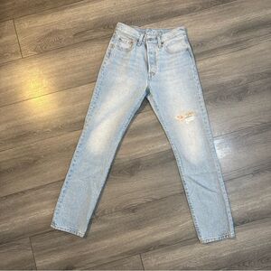 Levi's Women's 501 150 High-Rise Straight Jeans W25 L30 Floral Distressed Detail